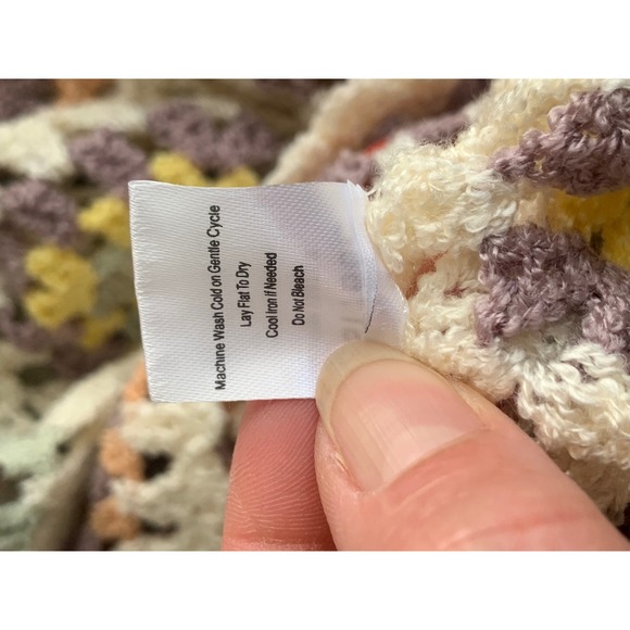 POL Hooded Patchwork Crochet Sweater Granny Square Multi Color FST166C Large - Picture 4 of 8